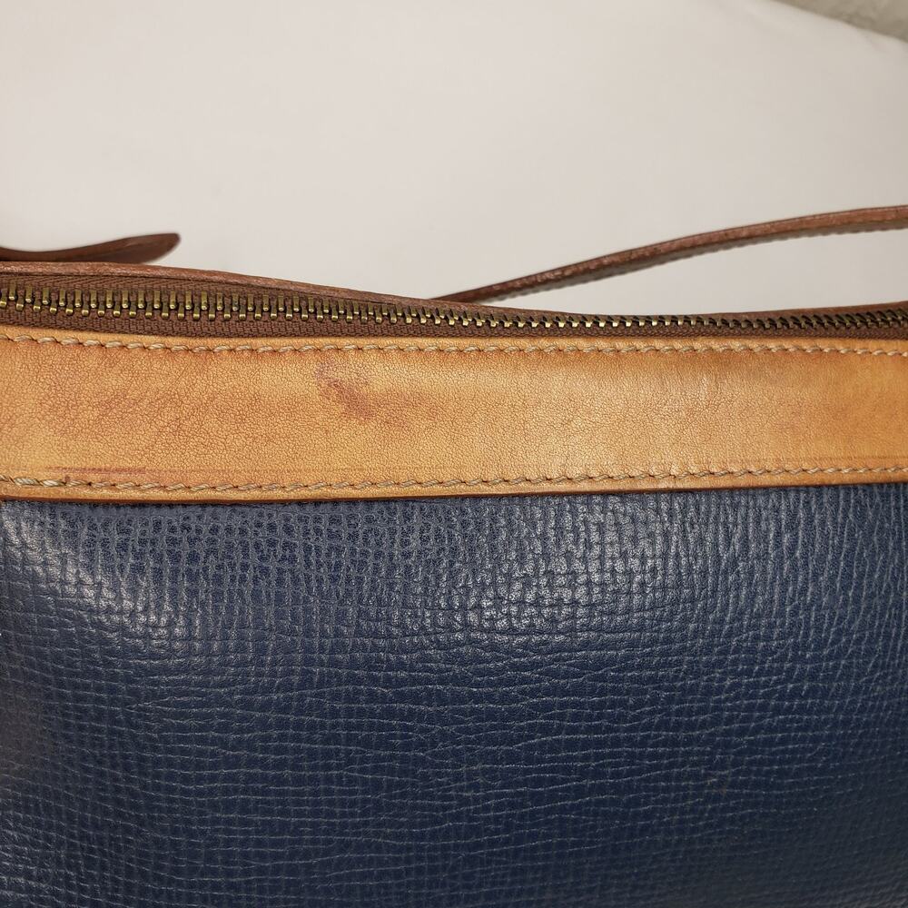 Vintage COACH Italy Blue Tan Pebbled Leather Crossbody Purse Shoulder Bag - Picture 12 of 16